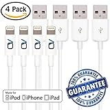 [Apple MFi Certified] iPhone Cord Lightning Cable Charging Connector by OnyxVolt - iPhone 6 & 7 Cable - Fast Syncing Speeds to iPhone 6/7 iPad(Compatible with iOS10) (4 Pack)