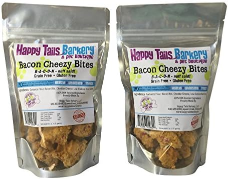 Happy Tails Barkery Bacon Cheese Cheezy Bites All Natural Grain Free Dog Treats-Made in USA