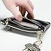 Itslife Triple Zipper Leather Mini Coin Purse Card Holder with Key Chain(Black)
