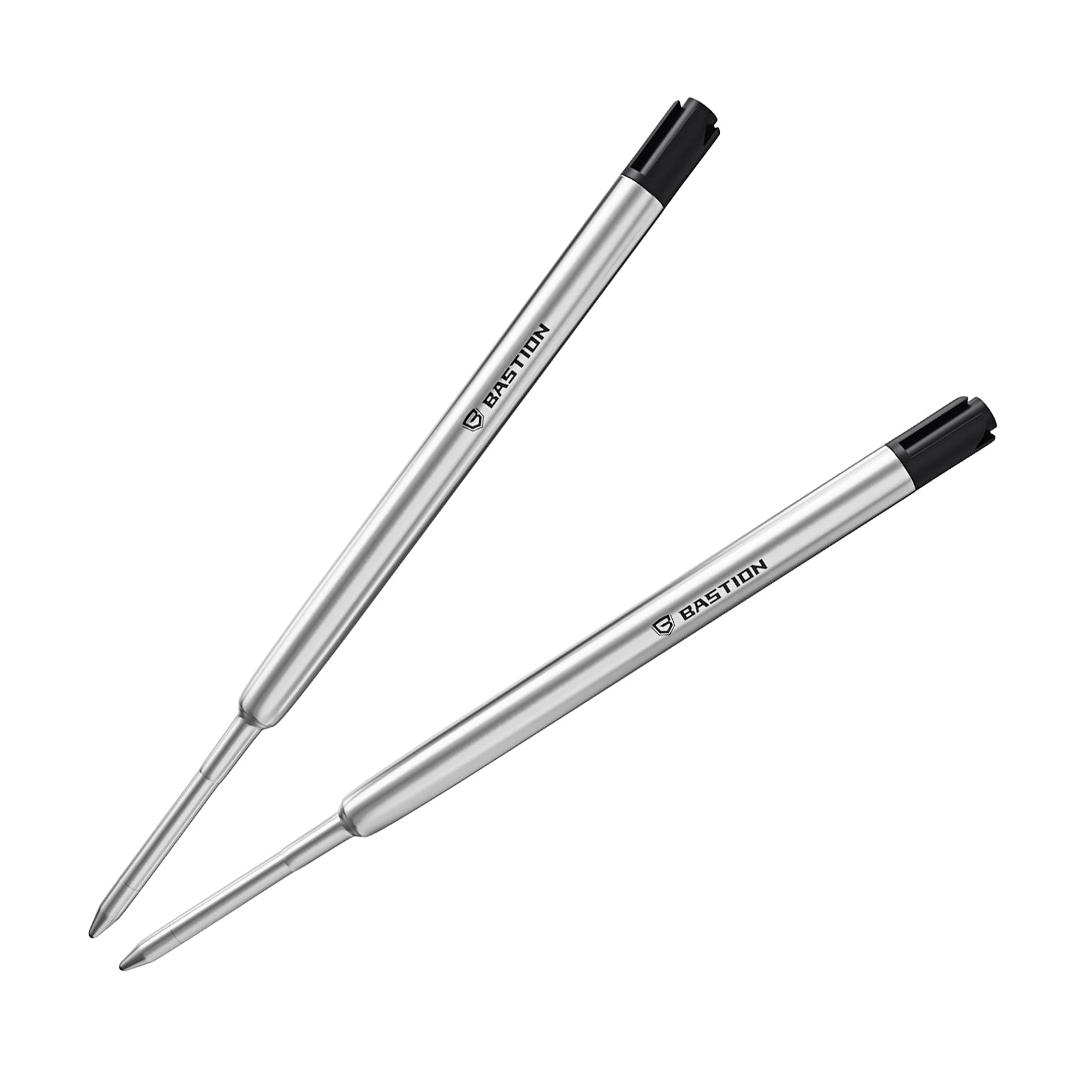 BASTION Pen Refill Ballpoint Black| Replacement for All Bolt Action Pens | Standard or Gel Pen Ink Refills Cartridge (Black Gel 2 pc)