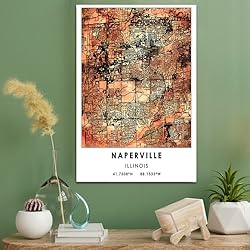 Naperville Map Poster, Illinois Map Art Poster, Map
