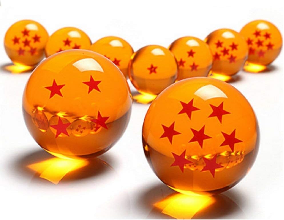 DLD Collectable Medium Crystal Glass Beads - 7 pieces with gift box, diameter 42 mm / 1.7 inches