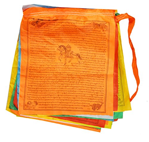 Mudra Crafts Tibetan Buddhist Indoor Outdoor Satin Affirmation Windhorse Prayer Flags (Lungta)