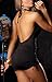 Sexy Temptation Nightwear Dress Women Bandage Deep V Neck Party Club Dresses (Black)
