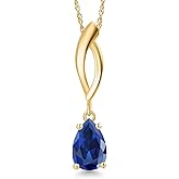 Gem Stone King 10K Yellow Gold Personalized and Customized Pear Shape 8X5MM Gemstone Birthstone Teardrop Pendant Necklace for Women With 18 Inch Chain