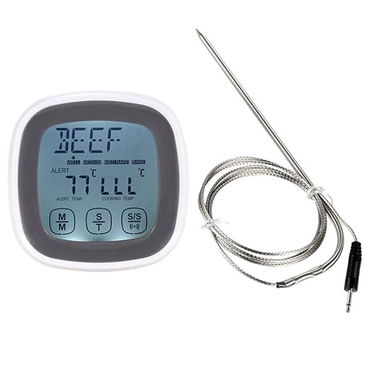 Thermometer Food Meat BBQ Digital Household Oven Cooking Touch Screen Probe(75x 75x25mm)
