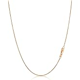 MONVAU 14K Yellow, White or Rose Gold Box Link Chain Dainty Yellow Gold Necklace for Women and Men with Lobster Clasp