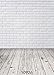 SJOLOON 5x7ft Vinyl Photography Background White Brick Wall Wood with Floor Photo Backdrop Studio Props 10926