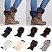 MIOIM Women Faux Fur Trim Knitted Winter Leg Warmers Ankle Boot Cuff Toppers