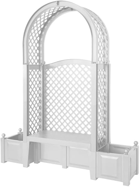 Khw 43801 Gartenbank Amsterdam Inklusiv 2 Pflanzkasten Und Rosenbogen Weiss Amazon De Garten
