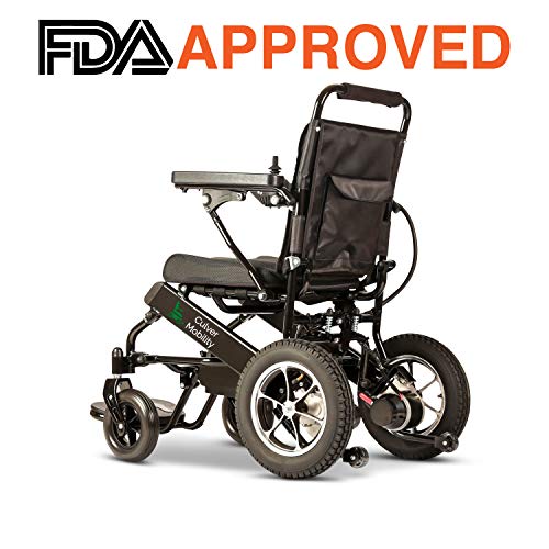 Culver Mobility Electric Power Wheelchair Scooter Fold Lightweight Folding Safe Electric Wheelchair Motorized FDA Approved Aviation Travel (Free Wheelchair RAMP Gift) (Black-17.5 inc)