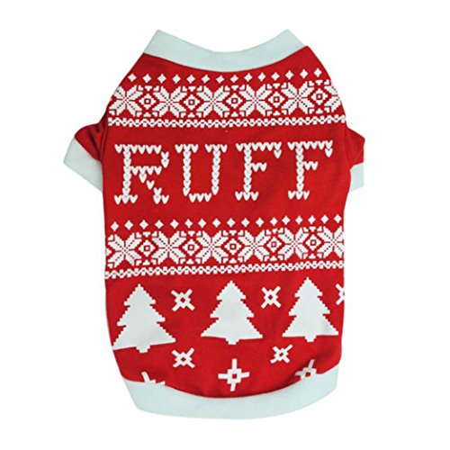 Pet Apparel, Tenworld Winter Warm Christmas Tree Snow Puppy Dog Shirt Clothes (S)