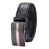 Men's Casual Automatic Buckle Belt, Luxury Style Black Belts with Crocodile Pattern