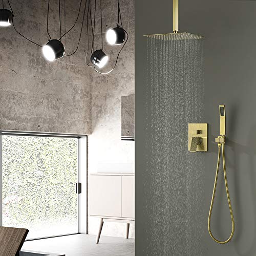 KOJOX Ceiling Shower System with 12 Inch Rain Shower head and Handheld