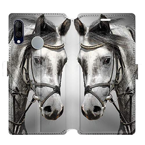 Cokitec Case for Wiko View 3 Lite Leather Horse Design White