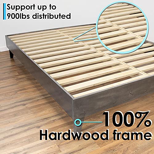 eLuxurySupply Wood Bed Frame Made with 100 New Zealand Pine Solid Mattress Platform