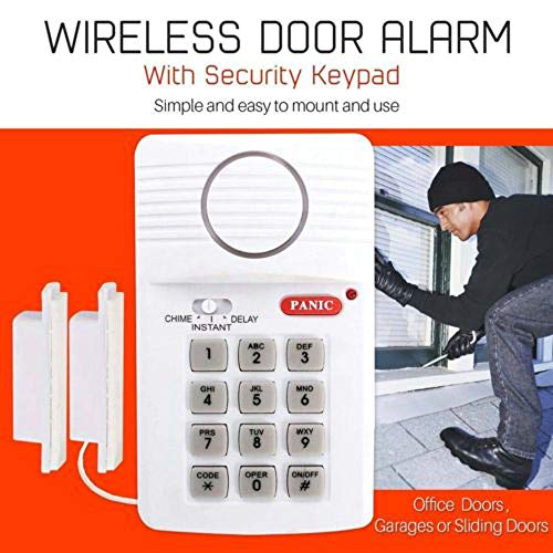 Morrivoe Wireless Security Keypad Alarm System with Panic Button Shed Garage Caravan Door Wireless Door Alarm - Thumbnail 2