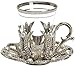 Set of 6 Turkish Style Tea Glasses with Brass Holder Saucer and Spoons Set Silver Plated 24 Pieces
