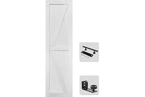 S&Z TOPHAND® 24in x 80in MDF White Barn Door, 21-60in Solid Barn Door Slab Covered with Water-Proof PVC Surface, Simple Assembly is Required,Without Sliding Hardware