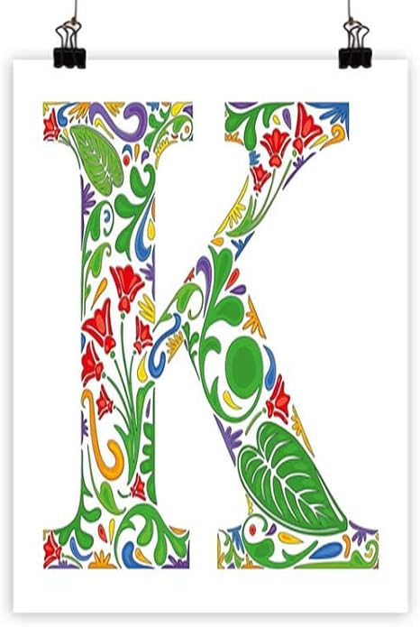 Amazon Co Jp Barrontextile 文字k 壁アート装飾ポスター 大文字の絵 K 中世の時代のデザイン アルファベットの絵 ホームデコレーション ブラック グレー ホワイト 16インチxインチ 31 X47 ホーム キッチン