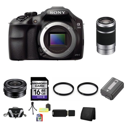 Sony A3000, ILCE-3000, ILCE-3000LB, 1MP Interchangeable Lens Camera  Black (Body) with Sony 16-50mm OSS Alpha E-mount Retractable Zoom