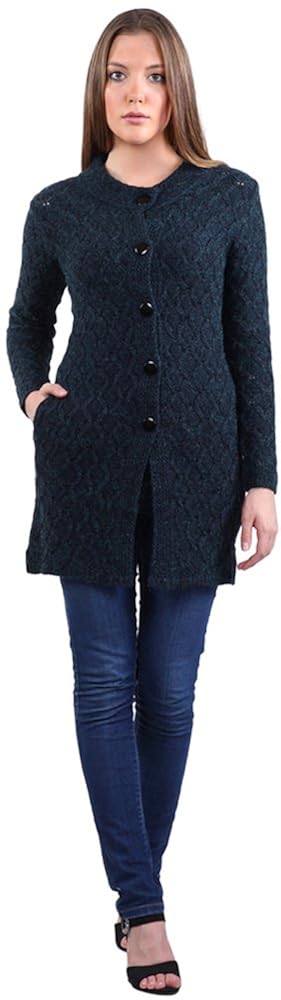 montrex acro wool winter long coat for women, girls (navy blue)