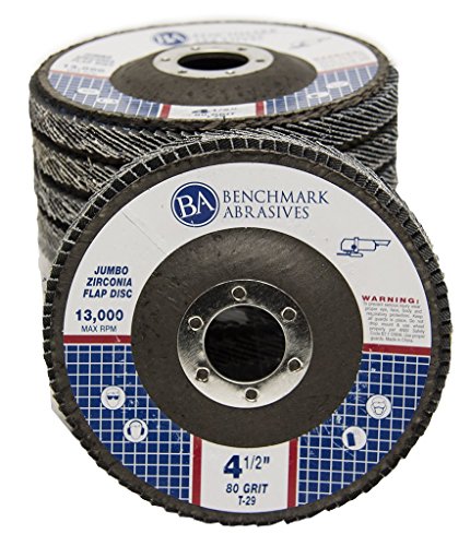 4.5" x 7/8" Premium High Density Jumbo Zirconia Type 29 Flap Disc 80 Grit - 10 Pack