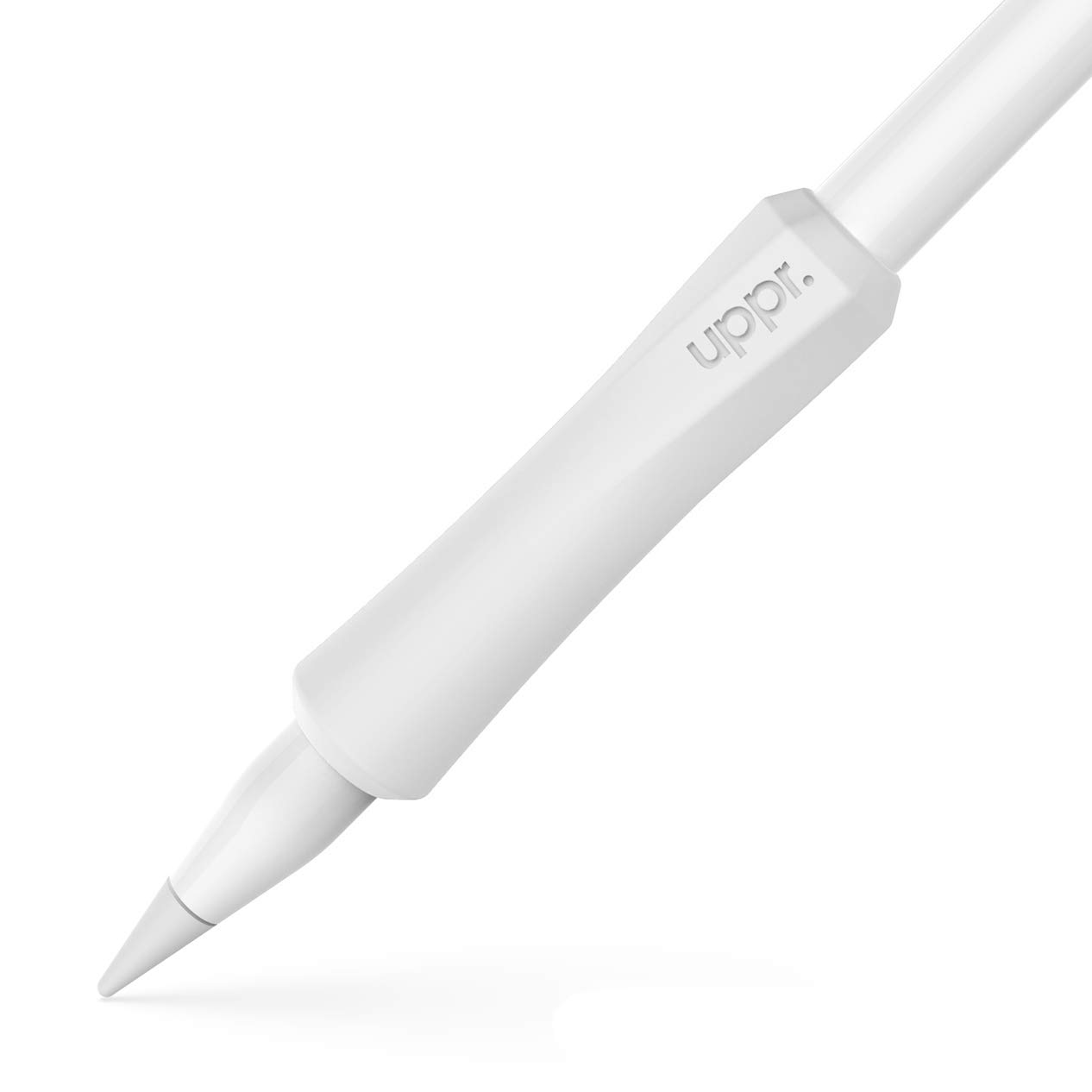 UPPERCASE Designs NimbleGrip Premium Silicone Ergonomic Comfort Grip Holder, Dual Sided Design, Compatible with Apple Pencil Pro, USB-C, 2nd and 1st Generation (2 Pack, White)