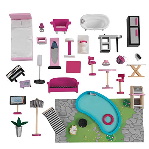 KidKraft Sparkle Mansion Wooden Dollhouse with Lights & Sounds, Swimming Pool, Balcony, Elevator