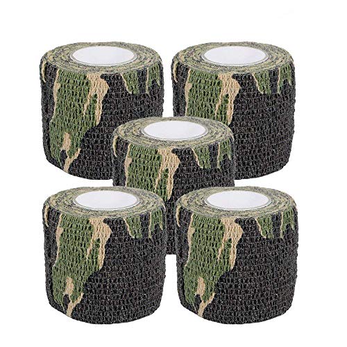 AIRSSON 5 Roll Camouflage Tape Cling Scope Wrap Military Camo Stretch Bandage for Gun Rifle