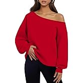 BONITEE Women Casual Long Sleeve Tops Cute One Shoulder Sweatshirts 2026 Spring Sexy Off the Shoulder Shirts Pullover Hoodies