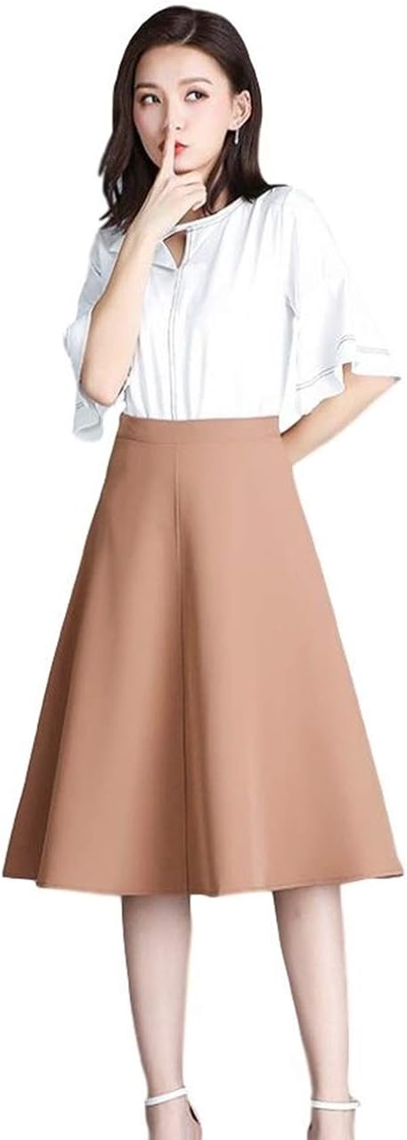 [クルーズライン] 裏地付き フレア スカート 膝丈 Aライン 台形スカート オフィス カジュアル ビジネス 通勤 レディース C29 (XL, ベージュ)