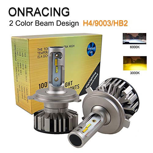 H4 LED Headlight Bulbs 2 color Extremely Bright Car HB2 Bulb CANbus Hi/Lo Beam Bulbs Cool White 9003 Conversion Kits-18 month warranty(H4/HB2/9003)