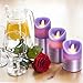 Giftable Decorative Flameless Candles Flickering LED | Battery Operated Electric Pillar Candle | Realistic Moving Flame Flicker with 2 Remote Controls & Timer | Real Wax Purple Trim | Great Home Decor