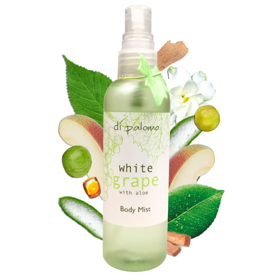 Di Palomo Vegan White Grape & Aloe Moisturising Body Spray 100ml. Body Mist & Perfume for Women with Skin Care. Fragrance Spray Ladies Perfume. Fragrance Gift for Women. Vegan Gift.