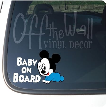 Amazon ディズニー ミッキーマウス 赤ちゃん Baby On Board ハイハイ ブルー ビニール デカール カーステッカー 並行輸入品 車 バイク 車 バイク
