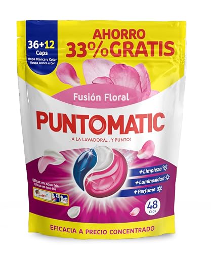 | Cápsulas Tricámara Floral | Detergente Lavadora para Ropa Blanca y de Color | 36+12 (48) lavados
