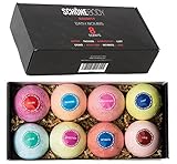 Schöne NAUGHTY Romantic Large Bath Bombs Gift Set - 8 - A Must for Any Romantic Bath, Flirt with Your Senses, Go to a Place of Passion and wild Desire, Softer Skin, Multilayered Color and Scent