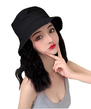 Amazon Com 13 Bucket Hat With Wave Curly Synthetic Hair