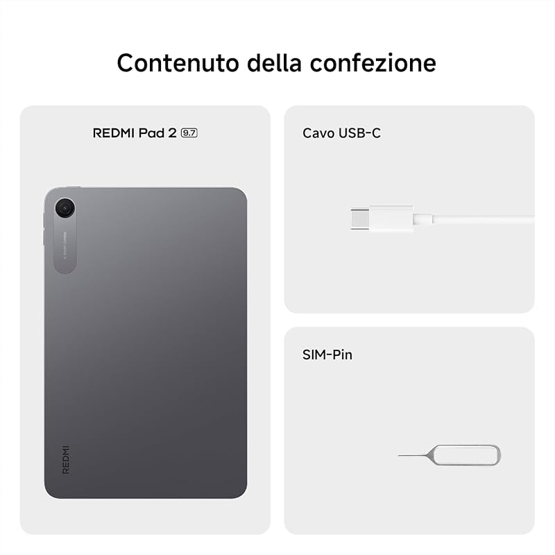 REDMI Pad 2, Tablet 4+64GB, Grigio Grafite, Snapdragon 6s Gen 2