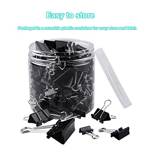 Binder Clips 90 PCS, OUHL Paper Clamp Clips 6 Assorted Sizes for Teachers Students Notes Letter Schools Office Home Kitchen (Black)