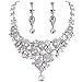 EVER FAITH Women's Crystal Gothic Skulls Stars Statement Necklace Earrings Set Clear Silver-Tone