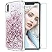 Maxdara Case for iPhone Xs Max Glitter Case [Tempered Glass Screen Protector] Floating Liquid Bling Sparkle Luxury Pretty Fashion Cute Girls Women XS Max Case 6.5 inch (Rosegold)