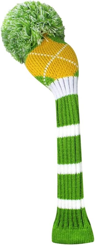 Scott Edward Knit Golf Club Covers Hybrids UT Green Yellow Argyle Long Neck