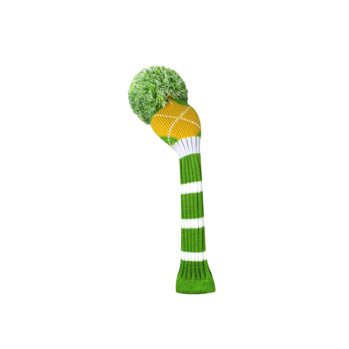 Scott Edward 1 PCS Knit Woods Golf Club Covers Fits Hybrids/UT with Long Neck & Rotating Number Tags(Green Yellow Argyle)
