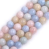 JOE FOREMAN 8mm Morganite Morgan Color Jade Round Natural Stone Beads for Jewelry Making Strand 15" Beaded Semi Precious Gemstone DIY Handmade Craft Supplies
