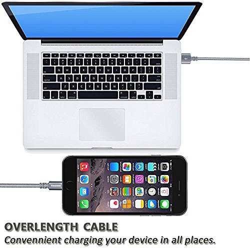 Lightning Cable, Begonia 4PACK (3FT & 6ft) Nylon Braided Charging Cable Cord Lightning to USB Cable Charger Compatible with iPhone,iPad, iPod and More (cool grey) - Thumbnail 7