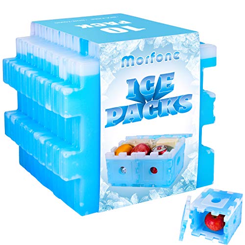 Morfone Ice Packs for Lunch Box, Set of 10 Slim Freezer Packs Reusable