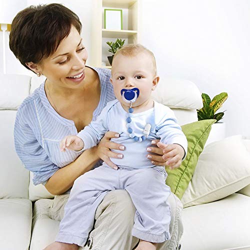 MCGMITT Pacifier Clip Boys, Silicone Binky Teether Holder BPA Free Teething Beads for Baby, 2 Pack Shower Gift Set (Blue) - Thumbnail 7
