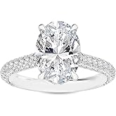 Houston Diamond District 1 to 5 Carat Oval, Round Cut LAB GROWN Diamond Vintage Engagement Ring (Color D-E Clarity VS1-VS2)